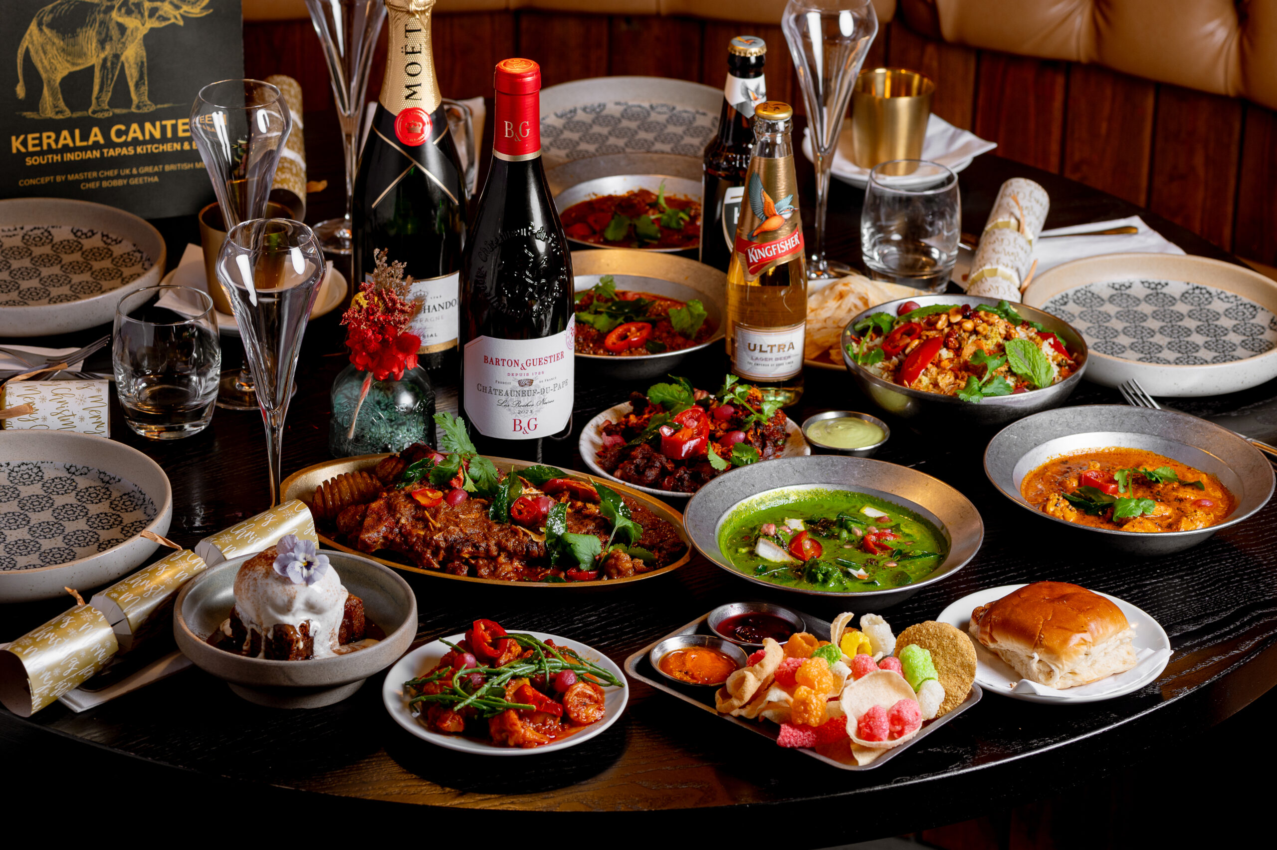 Kerala Canteen Leeds interior with Indian tapas and dining atmosphere