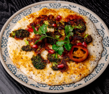 Vegan South Indian uttapam with vegetables