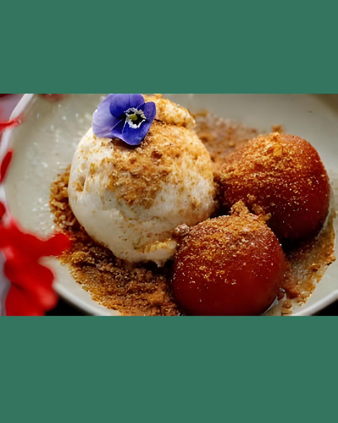 Biscoff gulab jamun with vanilla ice cream at Kerala Canteen Leeds