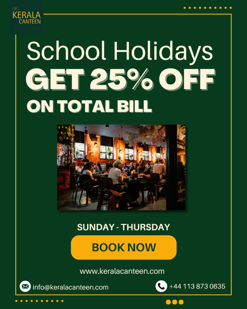 Family dining at Kerala Canteen Indian restaurant in Leeds city centre