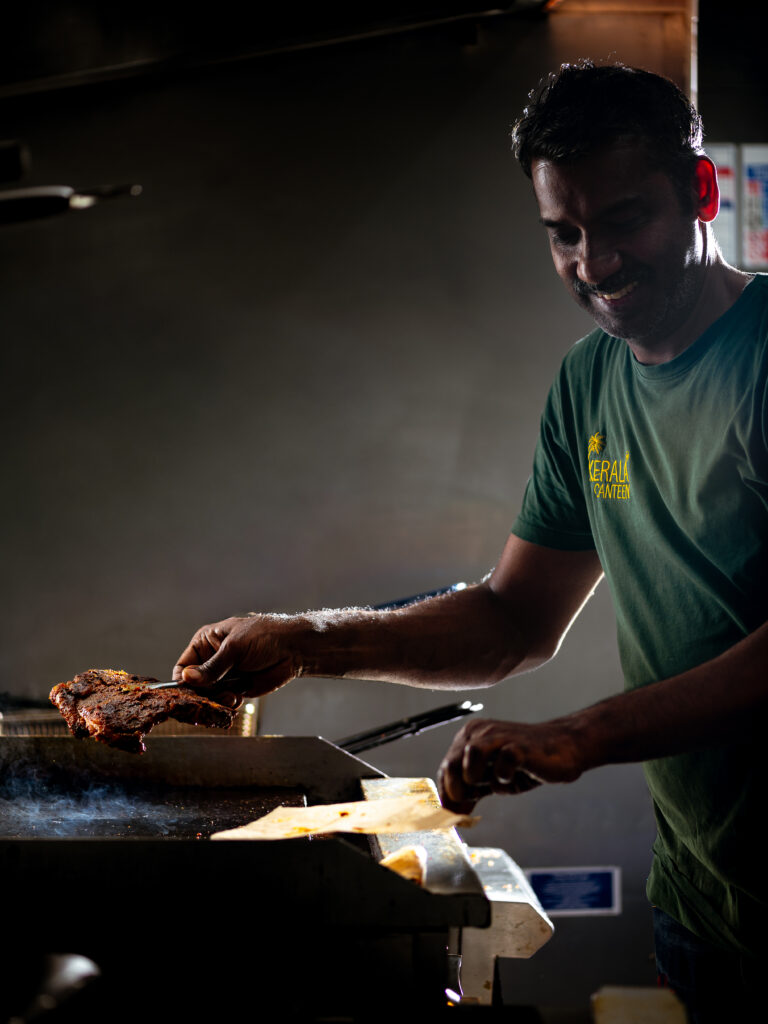 T bone steak Indian style Leeds with beef bone marrow curry and baby potatoes