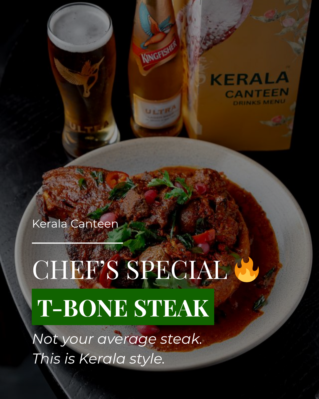 16oz slow-braised T-bone steak with South Indian spices in Leeds