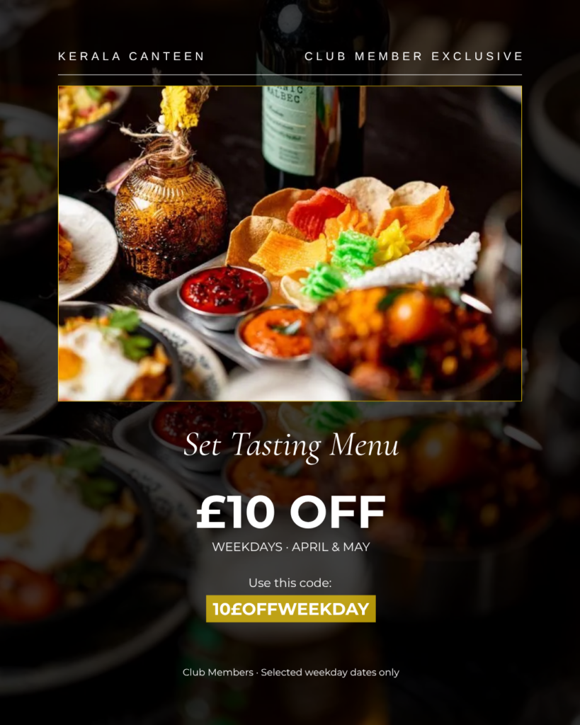 £10 off set tasting menu at Kerala Canteen Leeds — weekday exclusive offer April and May 2026