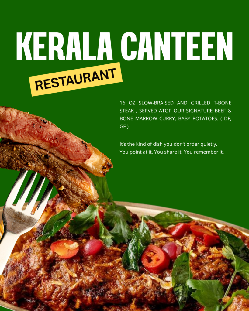 T-bone steak Indian style Leeds slow braised beef curry Kerala Canteen