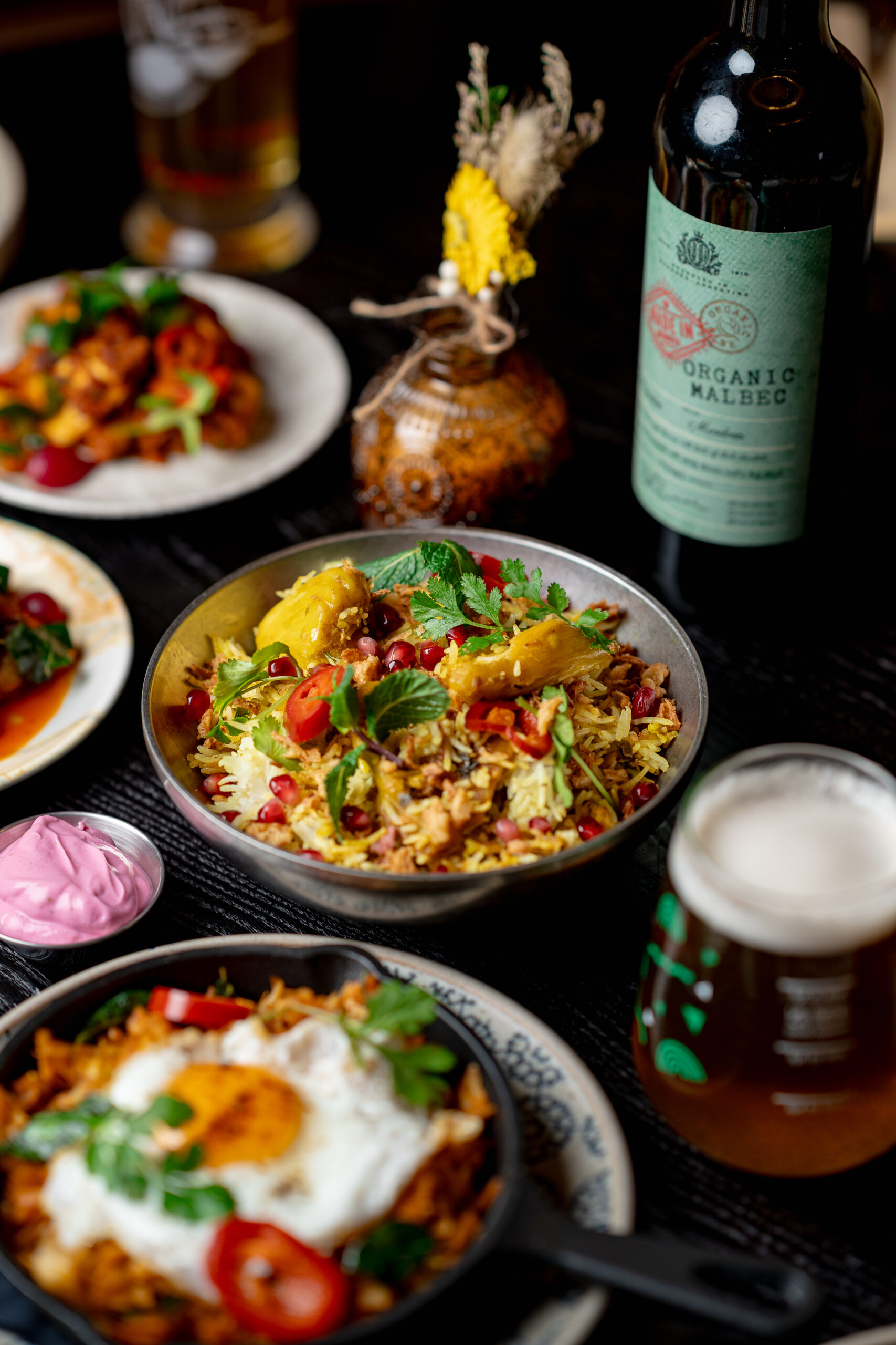 Chicken Biryani at Kerala Canteen Leeds with fragrant rice, chicken, coriander, mint leaves and cashew nuts